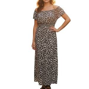 Vtg Y2K L8ter Leopard Print Maxi Dress 2X - Indie Sleaze Whimsigoth Boho